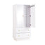Artiss LED Wardrobe Cabinet Clothes Storage with Mirror 2 Drawers Hanging Rail