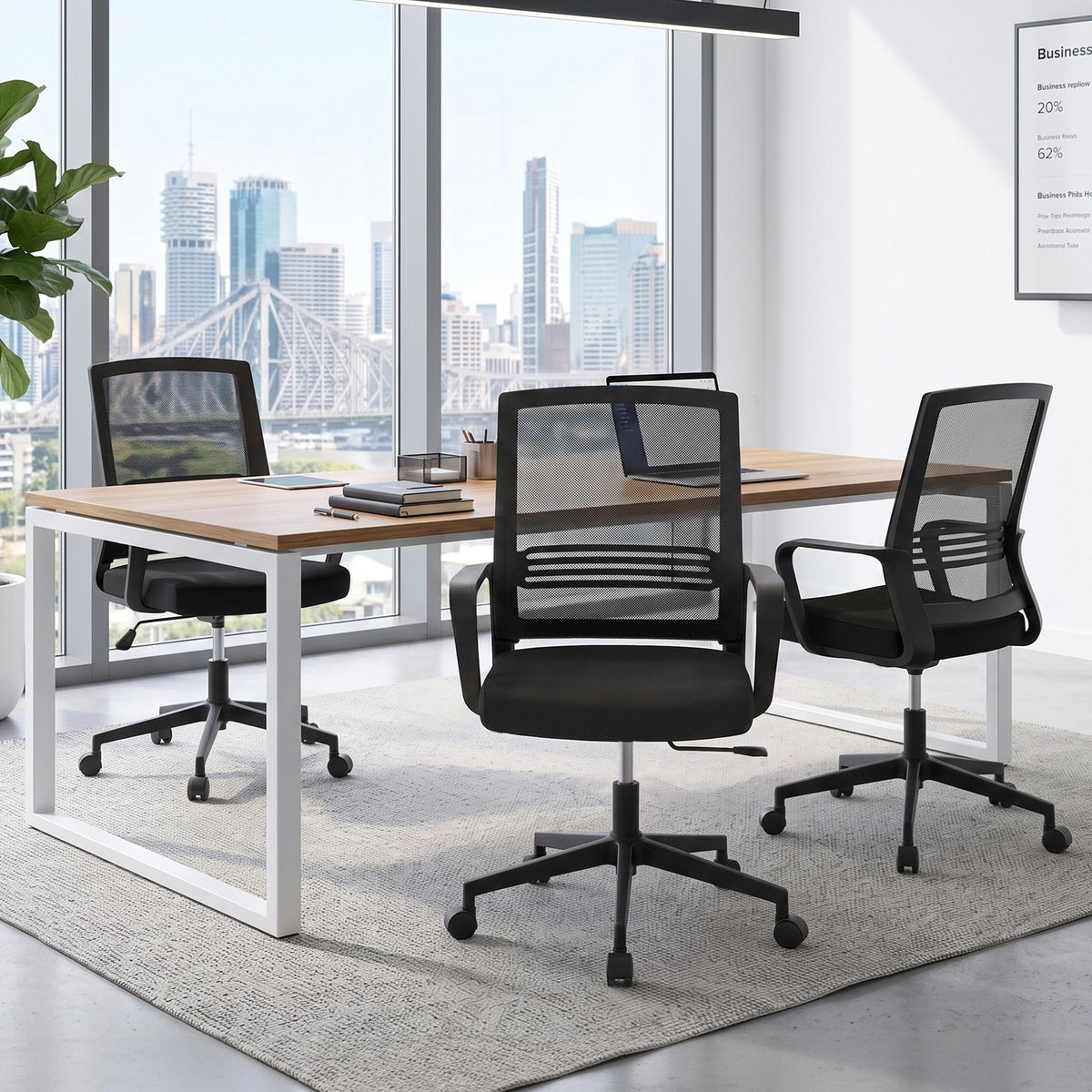 Artiss Mesh Office Chair Mid Back Black