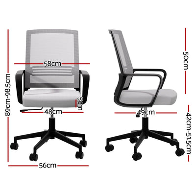 Artiss Mesh Office Chair Mid Back Grey