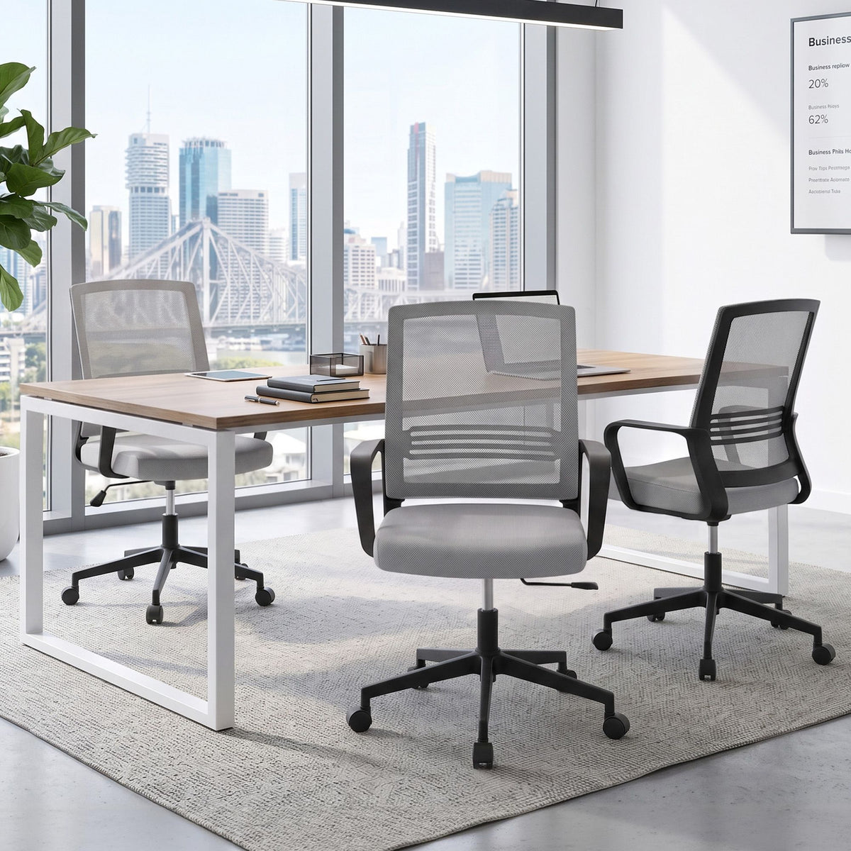 Artiss Mesh Office Chair Mid Back Grey