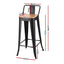 Artiss Metal Bar Stools Set of 2 Counter Height Barstools 77cm Seat Height w/ Removable Back