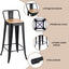 Artiss Metal Bar Stools Set of 4 Counter Height Barstools 77cm Seat Height w/ Removable Back