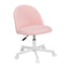 Artiss Office Chair Armless Swivel Vanity Desk Chair with Wheels Teddy Fleece Pink