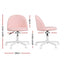 Artiss Office Chair Armless Swivel Vanity Desk Chair with Wheels Teddy Fleece Pink