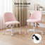 Artiss Office Chair Armless Swivel Vanity Desk Chair with Wheels Teddy Fleece Pink