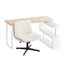 Artiss Office Desk & Chair Set 140cm Computer Desk with Rotatable Bookshelf & Criss Cross Office Chair Armless Swivel Chair, Home Office Study Workstation Furniture