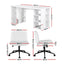 Artiss Office Desk & Chair Set 150cm Computer Desk with 6 Storage Shelves & Ergonomic Cross Legged Chair Armless Cross PU Leather Office Chair with Wheels