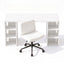 Artiss Office Desk & Chair Set 150cm Computer Desk with 6 Storage Shelves & Ergonomic Cross Legged Chair Armless Cross PU Leather Office Chair with Wheels