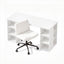 Artiss Office Desk & Chair Set 150cm Computer Desk with 6 Storage Shelves & Ergonomic Cross Legged Chair Armless Cross PU Leather Office Chair with Wheels