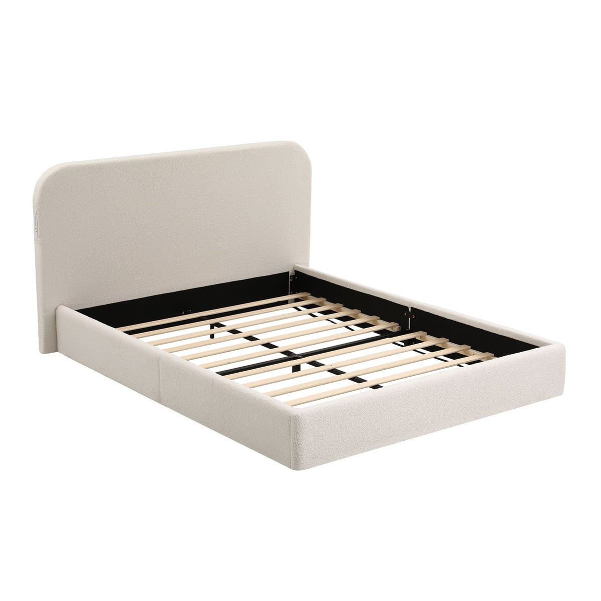 Artiss Queen Bed Frame with Bouclé Headboard, USB-C Charging & Night Lights