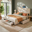 Artiss Queen Bed Frame with Charging Station and Storage Drawers Beige 300KG Noise Free