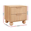 Artiss Rattan Bedside Table 2 Drawers Pine