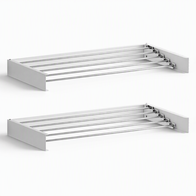 Artiss Set of 2 Clothes Rack Wall Mounted Airer Foldable White