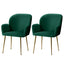 Artiss Set of 2 Kynsee Dining Chair Armchair Cafe Chair Upholstered Velvet Green