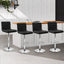 Artiss Set of 4 PU Leather Lined Pattern Bar Stools- Black and Chrome