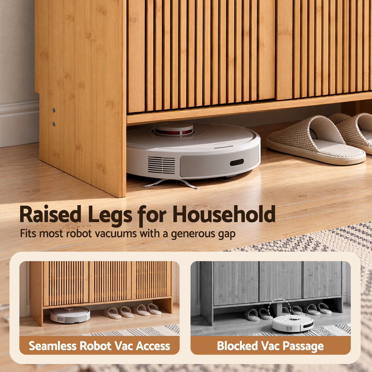 Artiss Shoe Cabinet Versatile Door 24 Pairs Shoe Storage Cupboard Bamboo