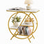 Artiss Side Table Marble Finish Coffee Table Nightstand Storage Shelf White&Gold
