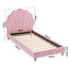 Artiss Single Bed Frame Scallop Upholstered Headboard Pink Velvet Platform Base Support up to 180kg