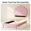 Artiss Single Bed Frame Scallop Upholstered Headboard Pink Velvet Platform Base Support up to 180kg