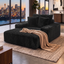 Artiss Sofa Bed Lounge Chair Sleeper Couch Chaise Single Seater Faux Fur Black