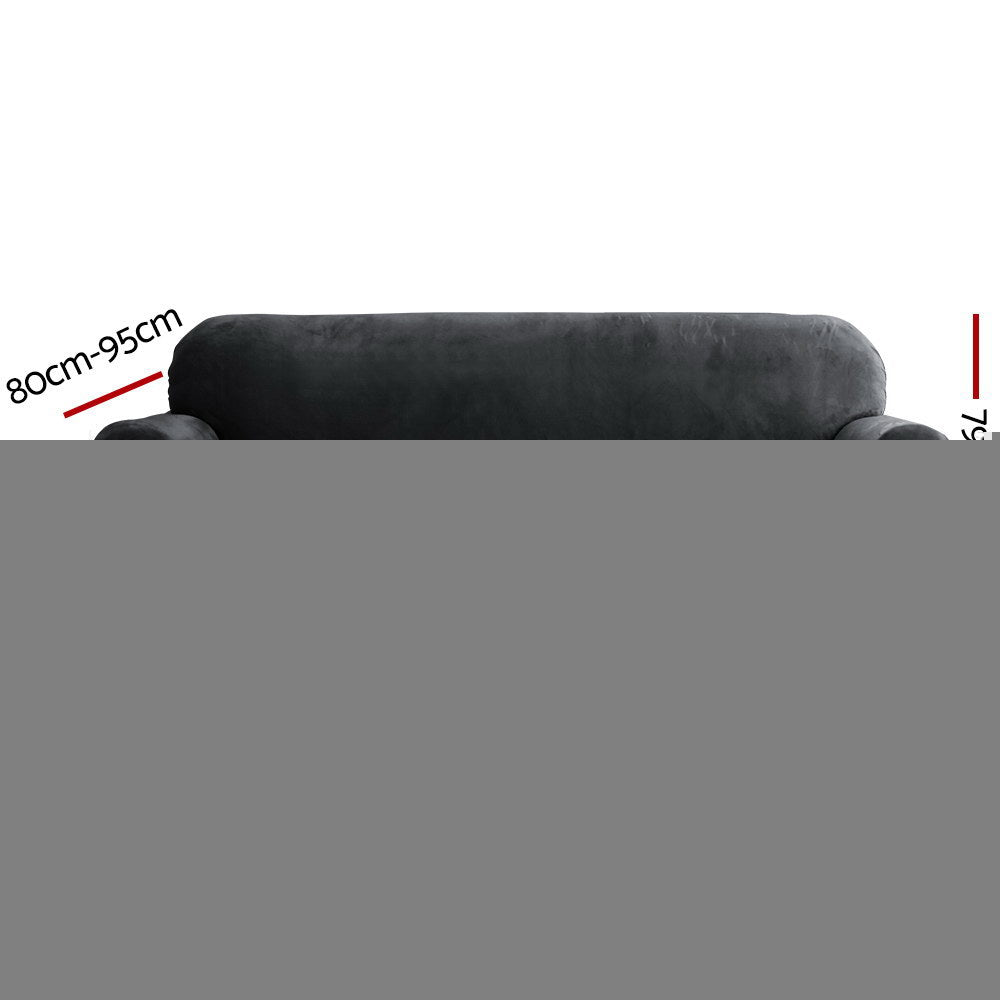 Artiss Sofa Cover Couch Covers 3 Seater Velvet Black