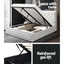 Artiss Tiyo Bed Frame PU Leather Gas Lift Storage - White Queen