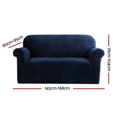 Artiss Velvet Sofa Cover Plush Couch Cover Lounge Slipcover 2 Seater Sapphire