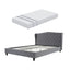 Artiss and BedStory Double Bed Frame and Mattress Set Memory Foam Cooling Gel Medium Soft Tufted Wing Headboard Grey