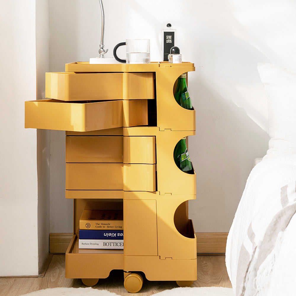 ArtissIn Bedside Table Side Tables Nightstand Organizer Replica Boby Trolley 5Tier Yellow