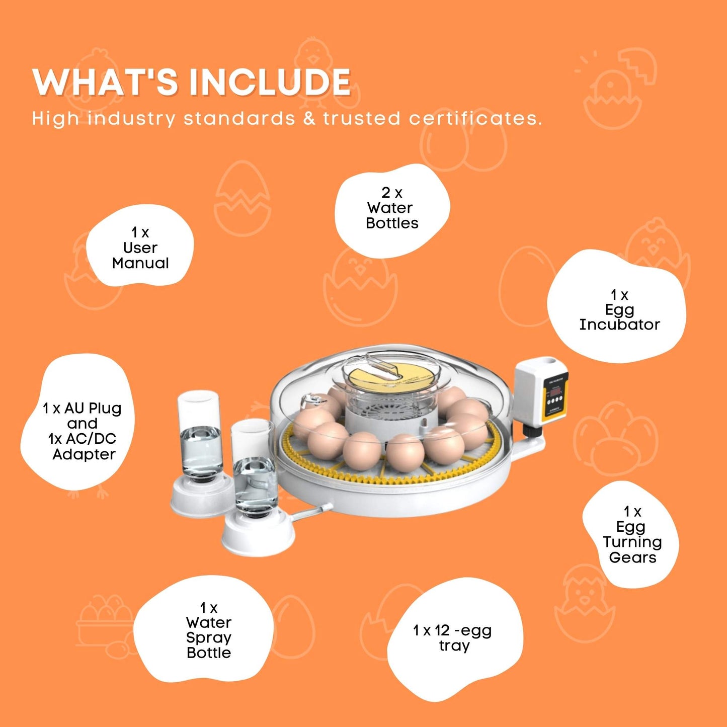 Automatic 12 Egg Incubator - Electric Digital Turning Chicken Quail Duck Hatching