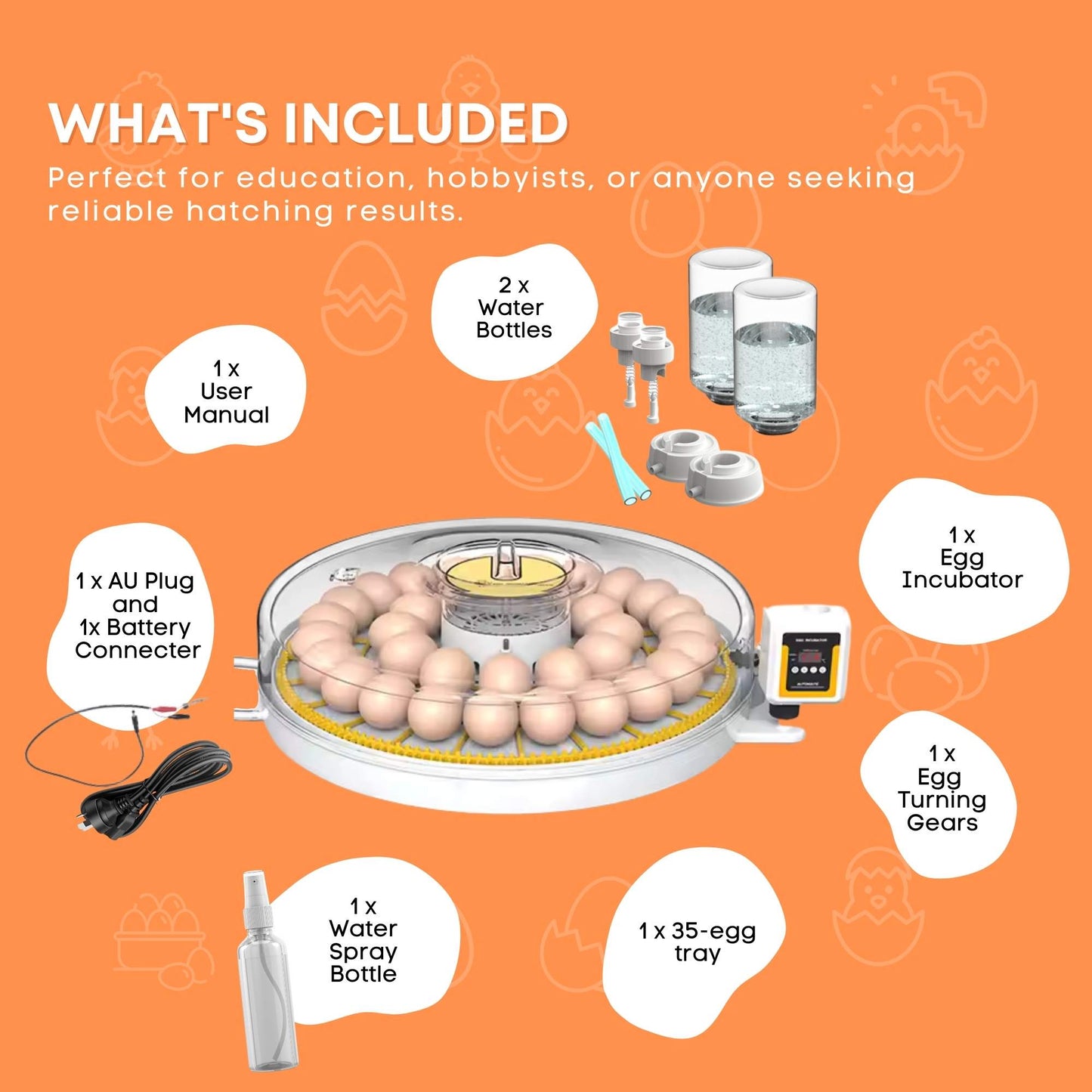 Automatic 35 Egg Incubator - Electric Digital Turning Chicken Quail Duck Hatching