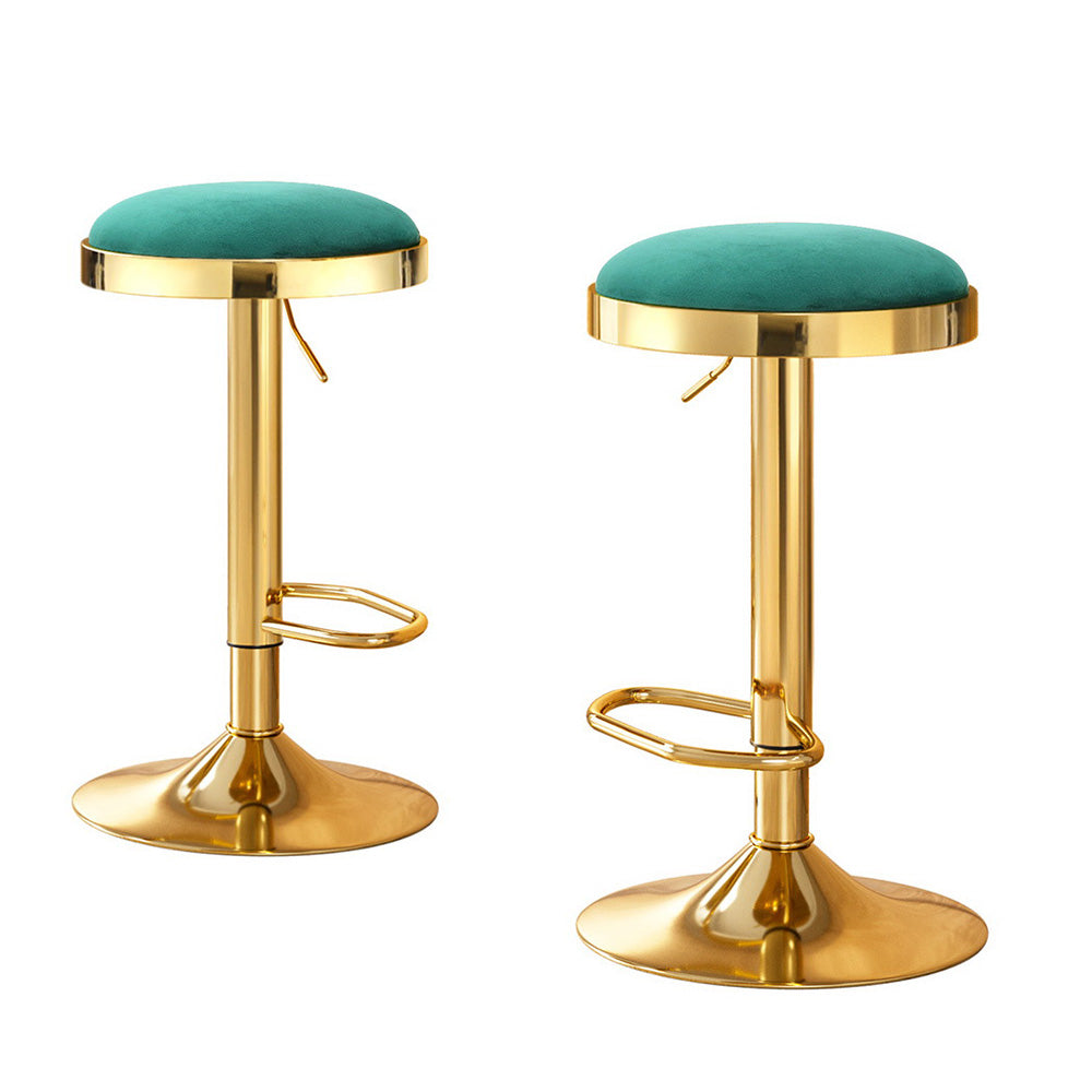 2x Artiss Bar Stools Kitchen Dining Chairs Velvet Padded Stool Green