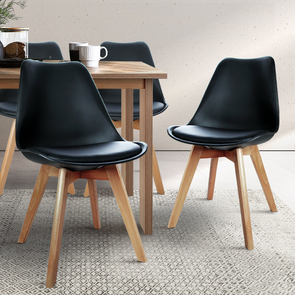 Artiss Set of 4 Padded Dining Chair - Black