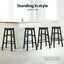 Artiss 4x Bar Stools Round Chairs Wooden Black