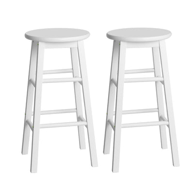 Artiss Set of 2 Beech Wood Backless Bar Stools - White