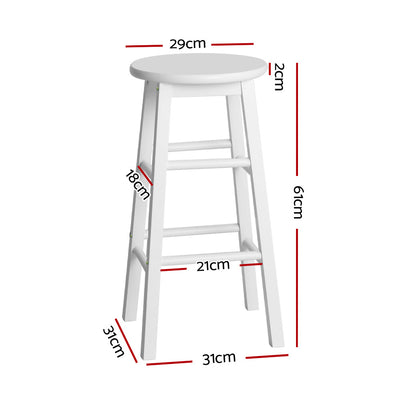 Artiss Set of 2 Beech Wood Backless Bar Stools - White