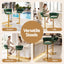 Artiss 2x Bar Stools Gas Lift Adjustable Velvet Woven Backrest Vivien Green