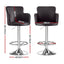 Artiss 2x Leather Bar Stools Swivel Adjustable Gas Lift PU Counter Chairs Brown