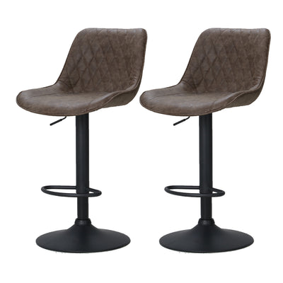 Artiss Set of 2 Bar Stools Kitchen Stool Chairs Metal Barstool Dining Chair Brown Rushal