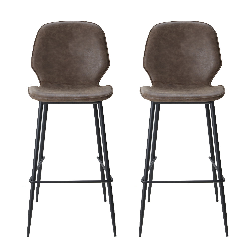 Artiss Set of 2 Bar Stools Kitchen Stool Barstool Dining Chairs Leather Brown Kingsley