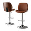 Artiss 2X Bar Stools Bentwood Adjustable Kitchen Counter Chair Leather Brown