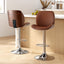 Artiss 2X Bar Stools Bentwood Adjustable Kitchen Counter Chair Leather Brown
