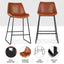 Artiss 4x Bar Stools Leather Padded Metal Legs Brown
