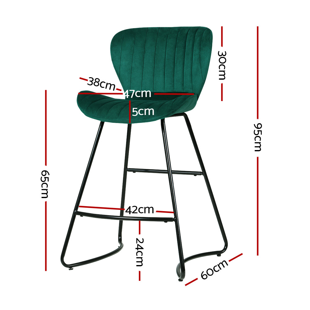 Artiss Bar Stools Kitchen Stool Velvet Dining Chairs Green Barstool Chair Metal