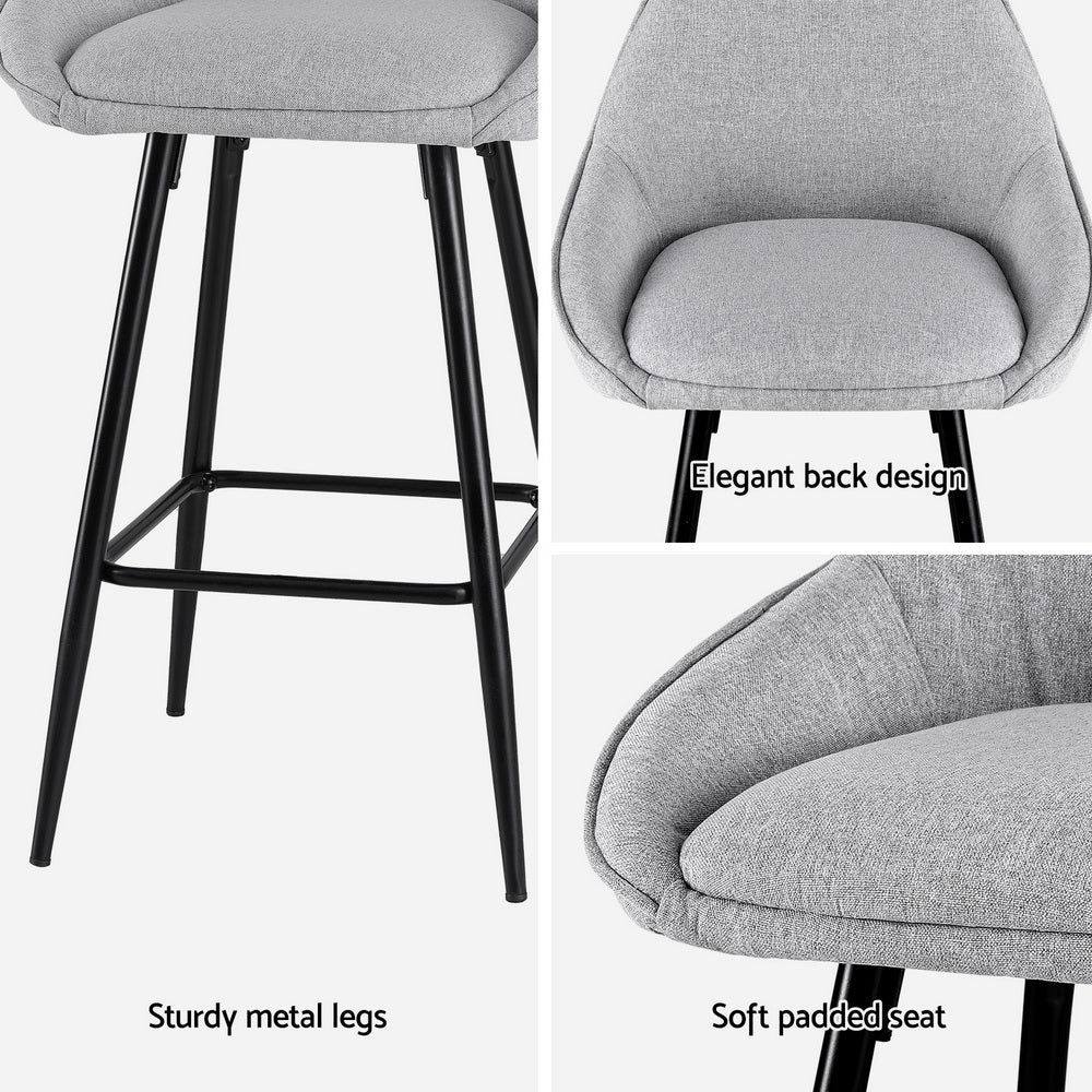 Artiss 2x Bar Stools Upholstered Stool Counter Seat Kitchen Dining Chairs