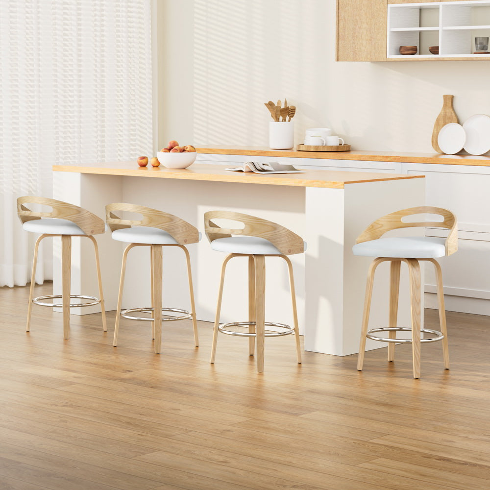 Artiss 4x Bar Stools Swivel Dining Chairs Low Back Counter Seat PU Cushion