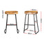 Artiss Set of 2 Elm Wood Backless Bar Stools 65cm - Black and Light Natural