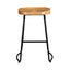 Artiss Set of 2 Elm Wood Backless Bar Stools 65cm - Black and Light Natural