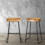 Artiss Set of 2 Elm Wood Backless Bar Stools 65cm - Black and Light Natural