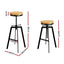 Artiss Adjustable Height Swivel Bar Stool - Black and Wood